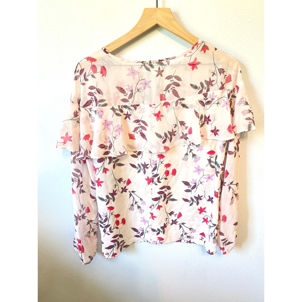 LC Lauren Conrad Whimsigoth Womens Pink Floral Ruffle Glitter Keyhole Medium - Picture 3 of 9